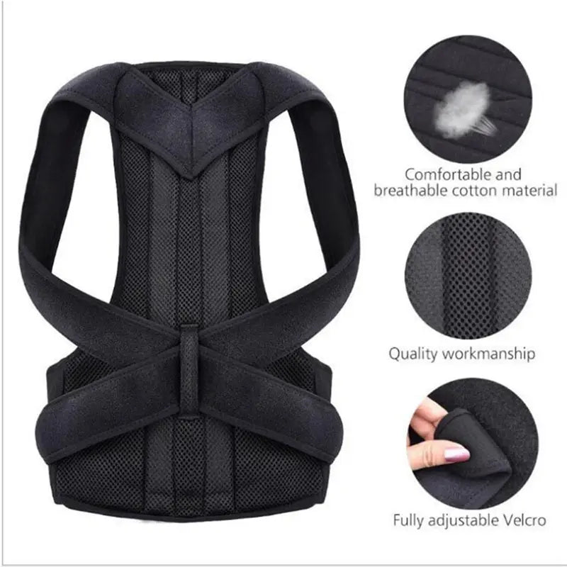 Adjustable Posture Corrector Low Back Support Shoulder Brace Belt For - Dwelra