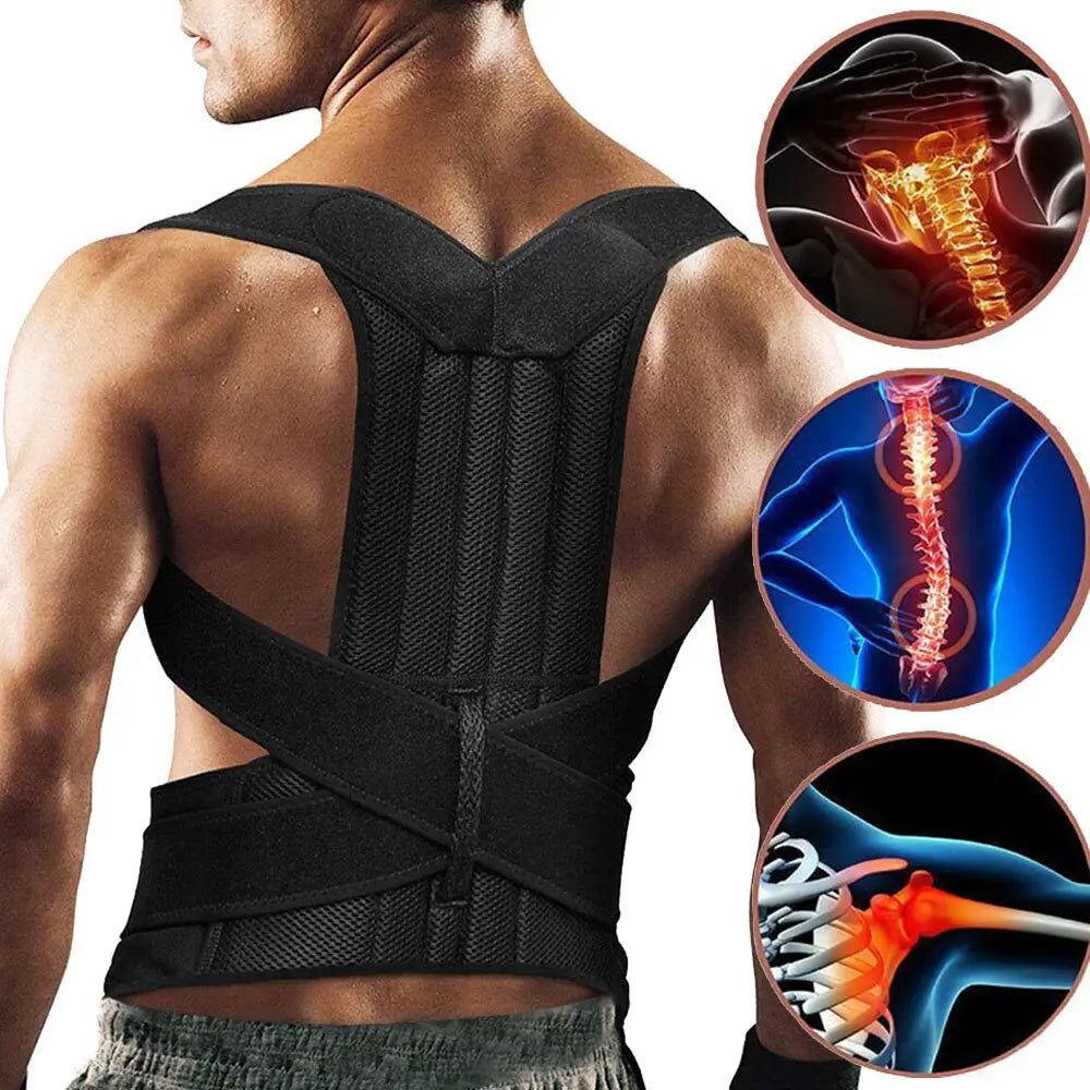 Adjustable Posture Corrector Low Back Support Shoulder Brace Belt For - Dwelra