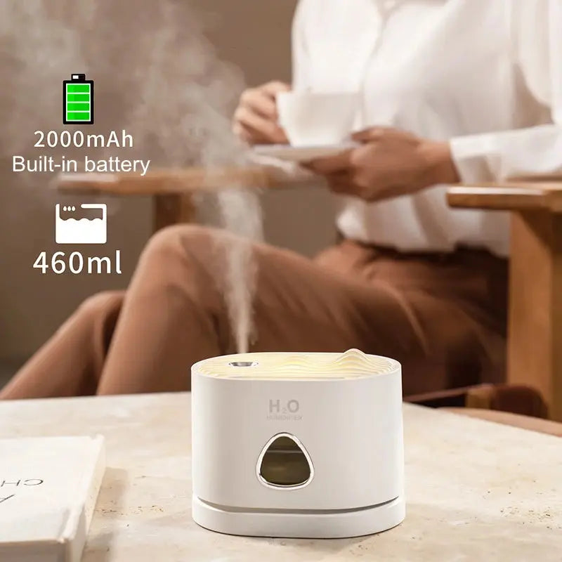 USB Rechargeable Humidifier Air Purifier with LED Light for Home Maroon Asteria