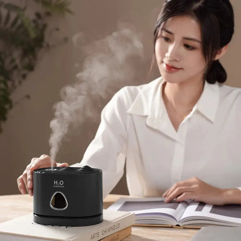 USB Rechargeable Humidifier Air Purifier with LED Light for Home Maroon Asteria