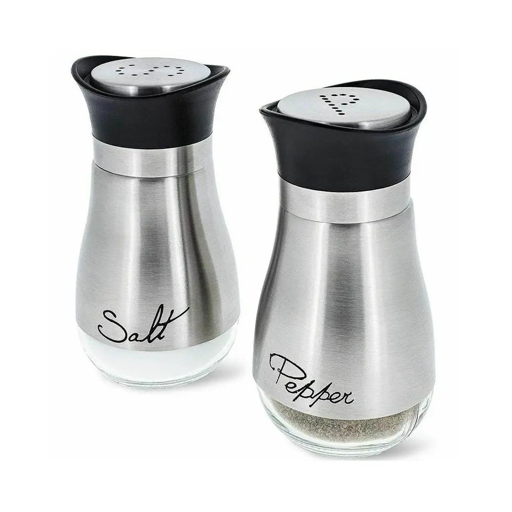 Salt and Pepper Shakers Stainless Steel Glass Set BPA Free, 4oz Yellow Pandora