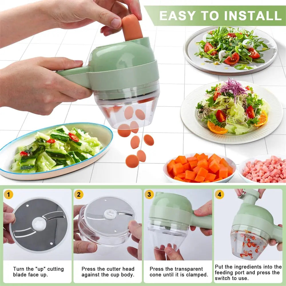 Portable Handheld 4 in 1 Electric Vegetable Slicer - Dwelra