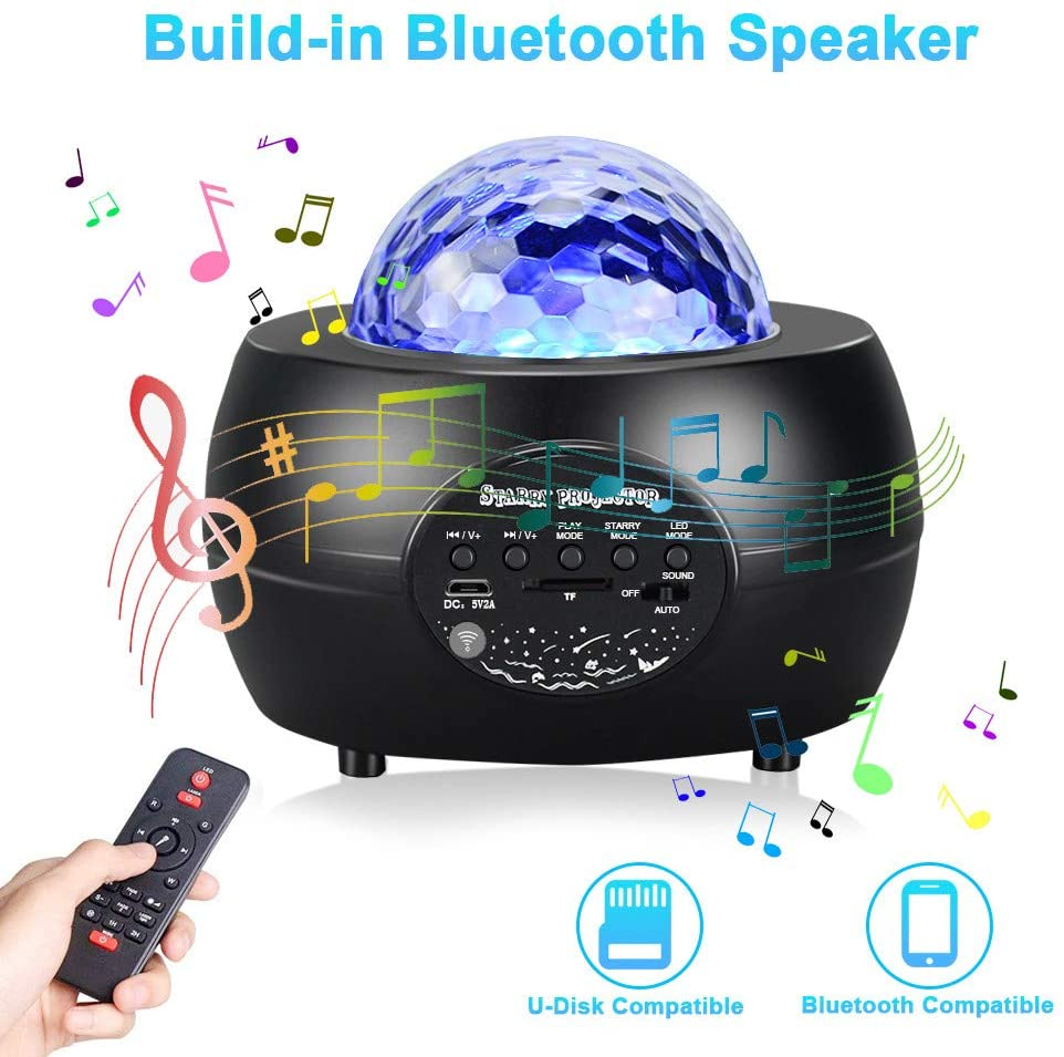 LED Night Light Starry Sky Projector with Bluetooth Wireless Speaker - Dwelra