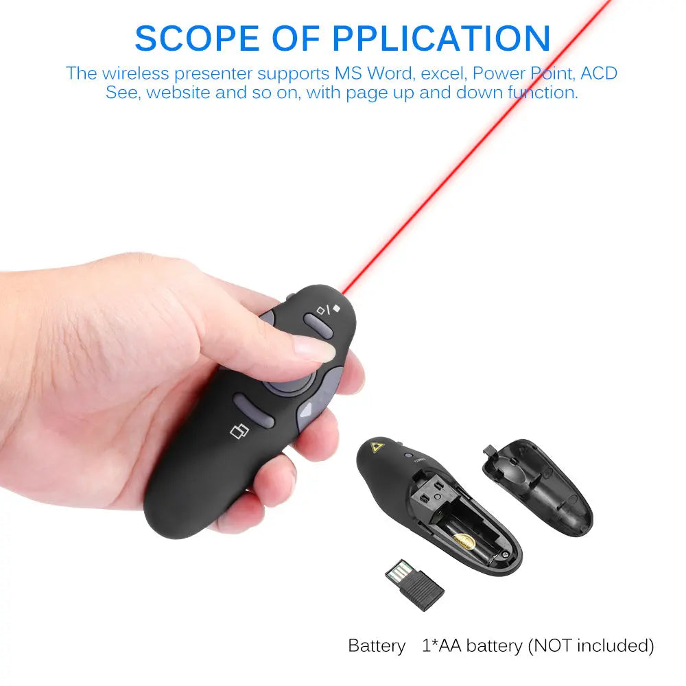 Wireless Presenter with Red Laser Pointers Pen USB - Dwelra