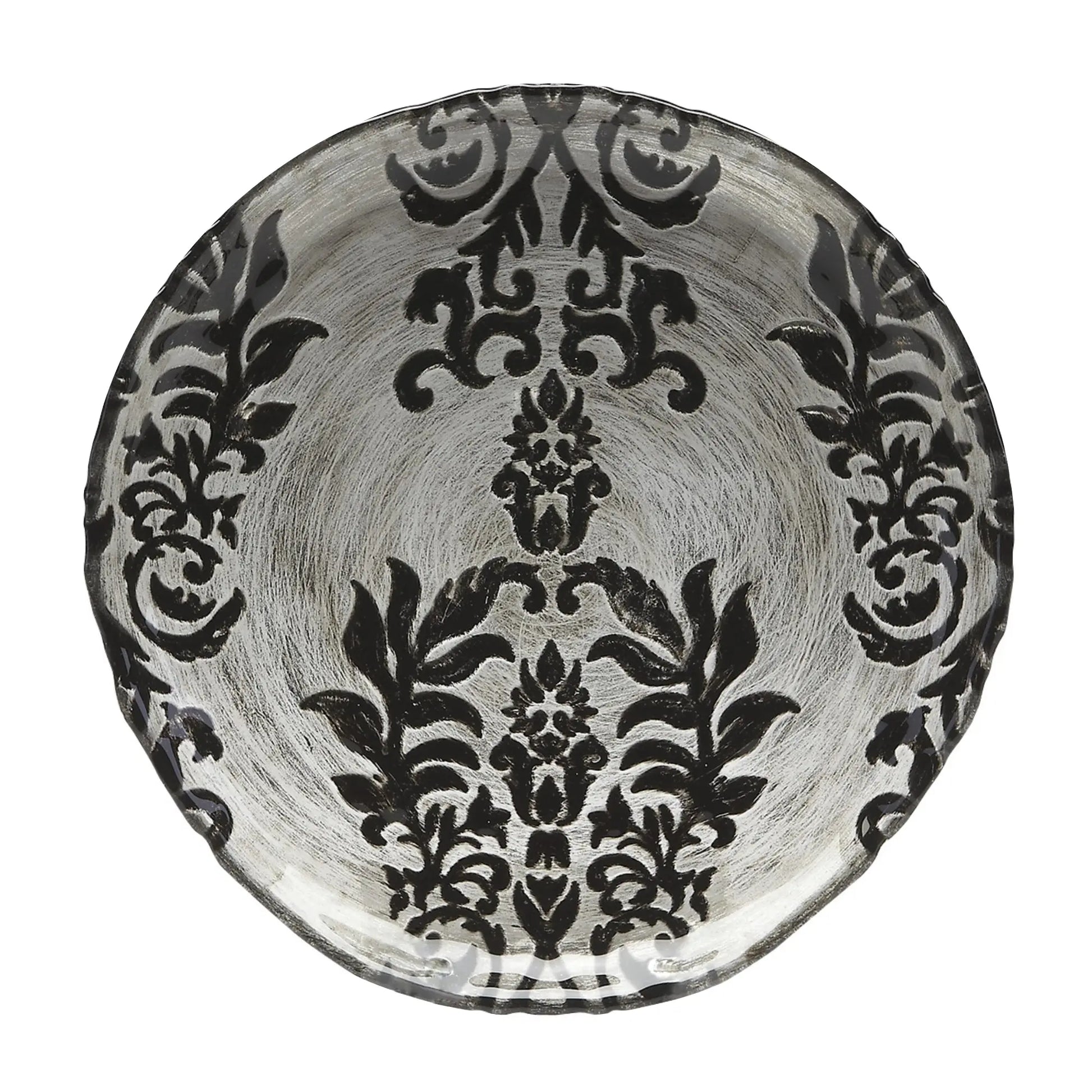 DAMASK Black Velvet Gilded Glass Canapé Plates White Zeus