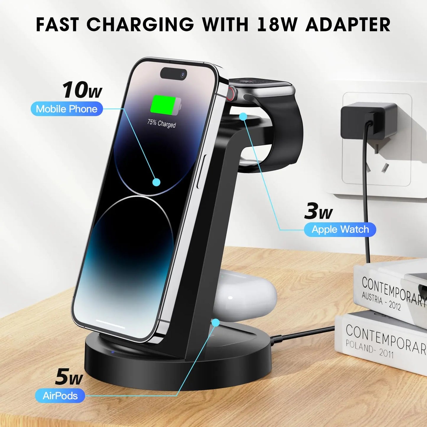 3 in 1 Charging Station for iPhone, Wireless Charger for iPhone